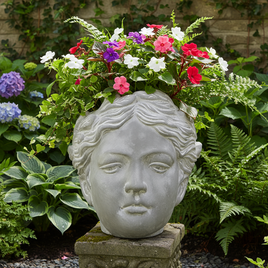 Virlen Cement Roman Lady Head Pot