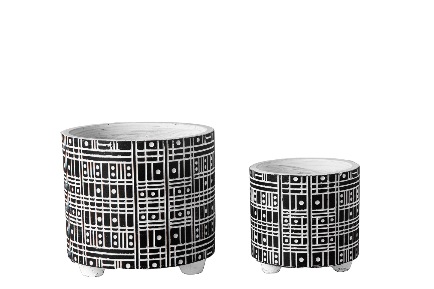 Cement Round Pot Set of Two Washed Finish Black-6.00"H -42