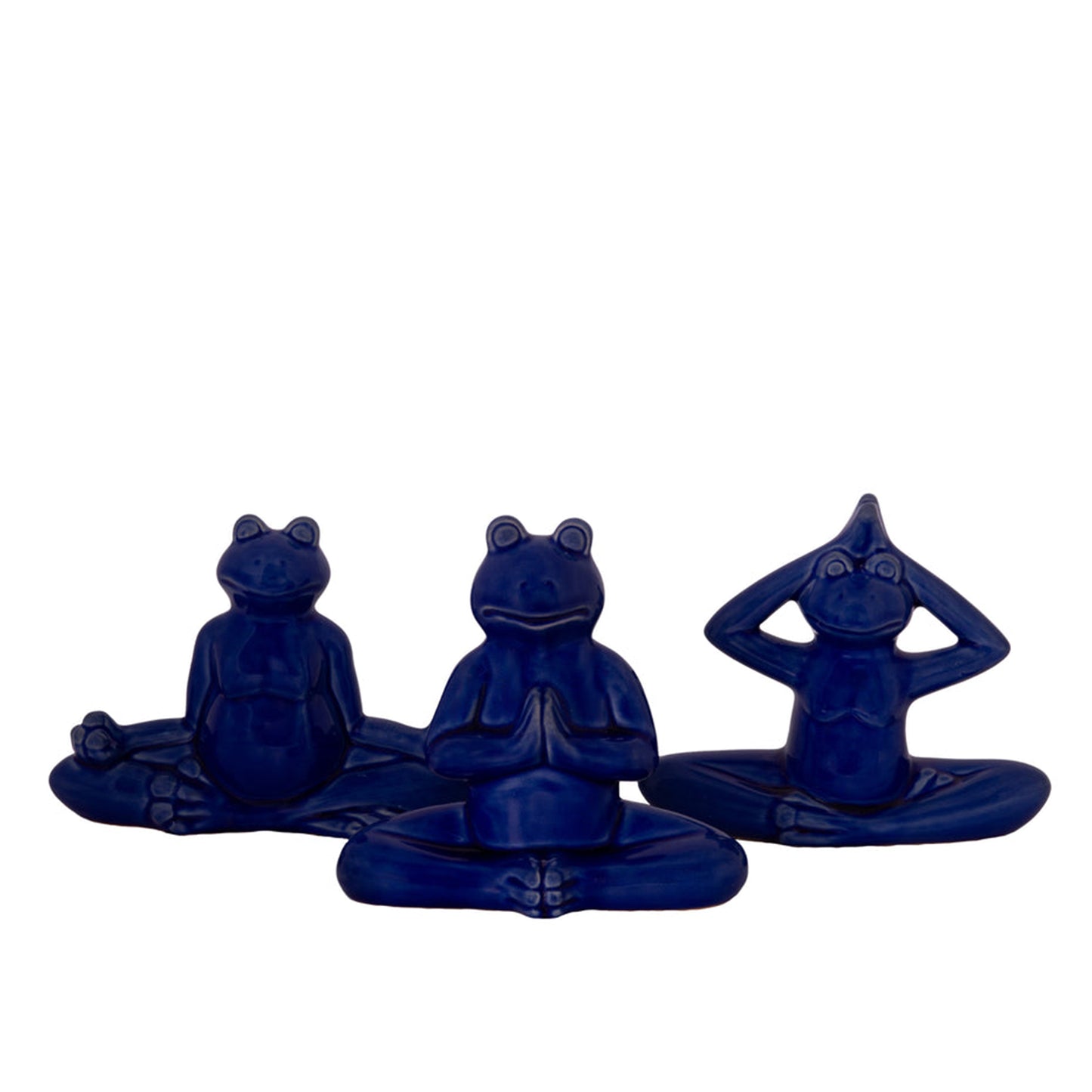 Ethelyn Ceramic Meditating Frog Figurines in Yoga Poses Set (Set of 3)