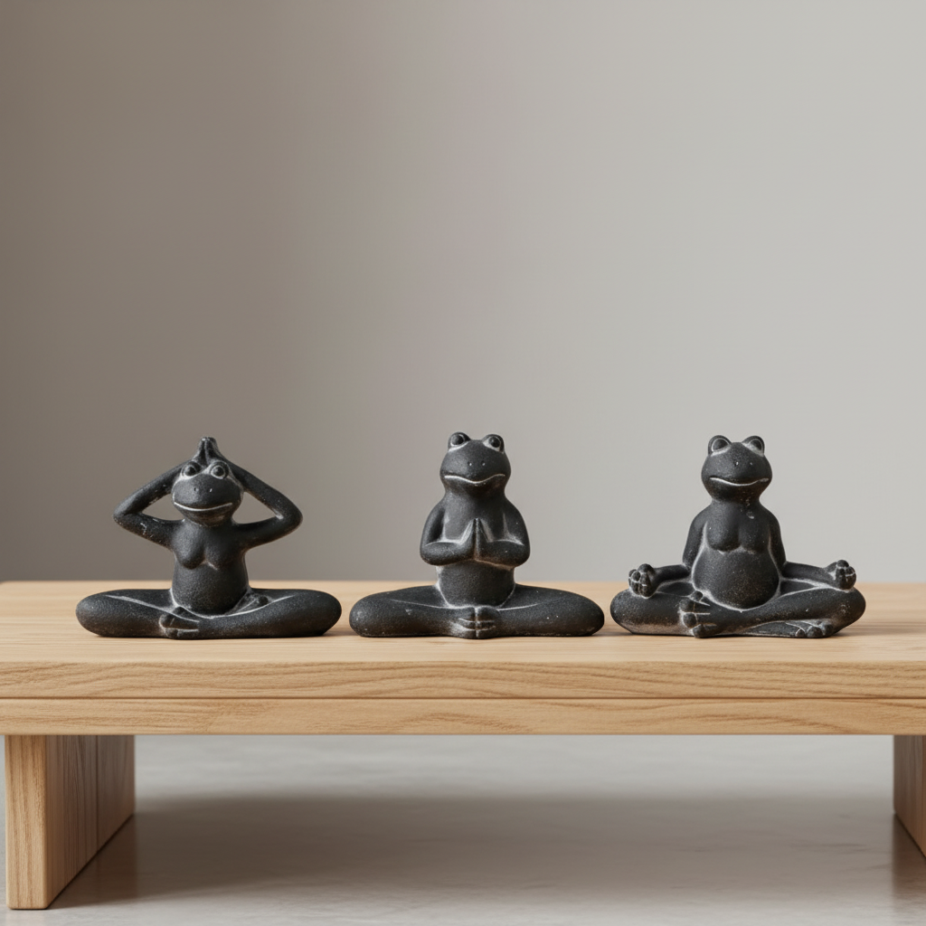 Lettie Cement Meditating Frog Figurines (Set of 3)