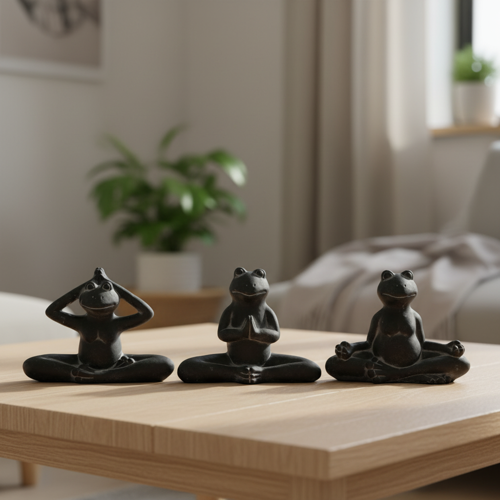 Lettie Cement Meditating Frog Figurines (Set of 3)