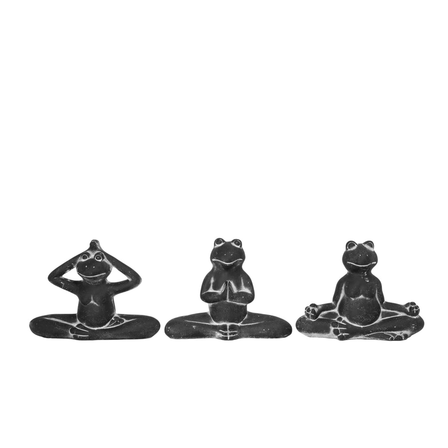 Lettie Cement Meditating Frog Figurines (Set of 3)