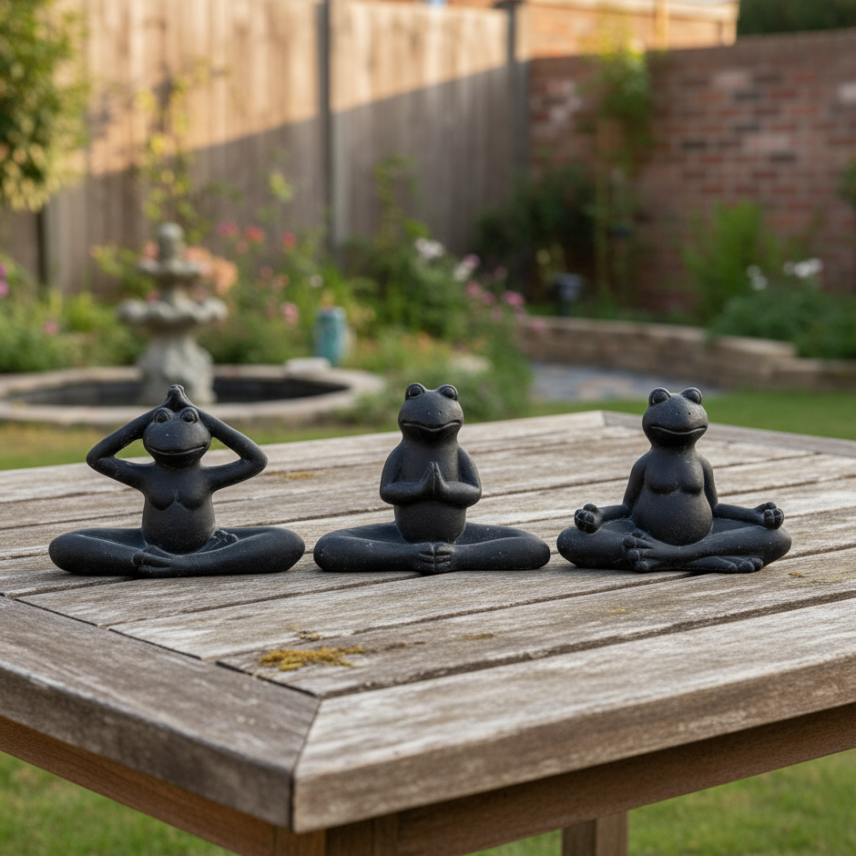 Lettie Cement Meditating Frog Figurines (Set of 3)