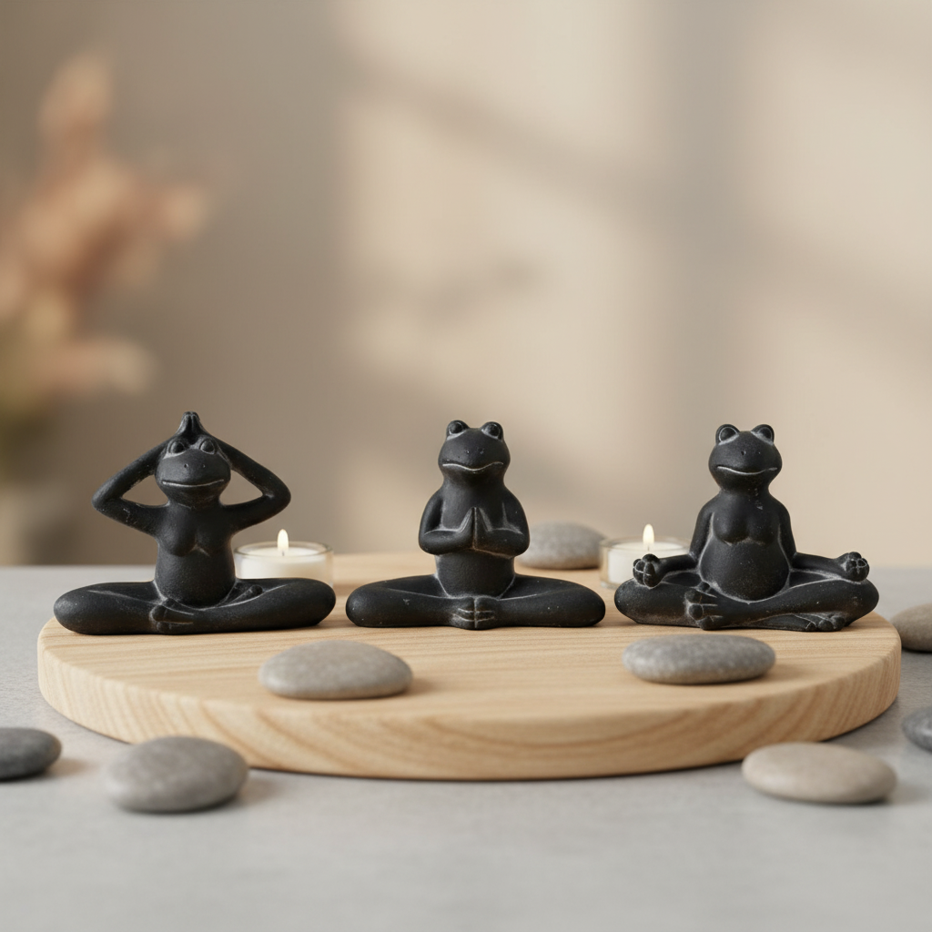 Lettie Cement Meditating Frog Figurines (Set of 3)