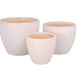 Set of Three Blister White Ceramic Amphora Pots with Lava Texture Design