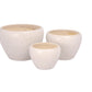 Set of Three Blister White Ceramic Amphora Pots with Lava Texture Design