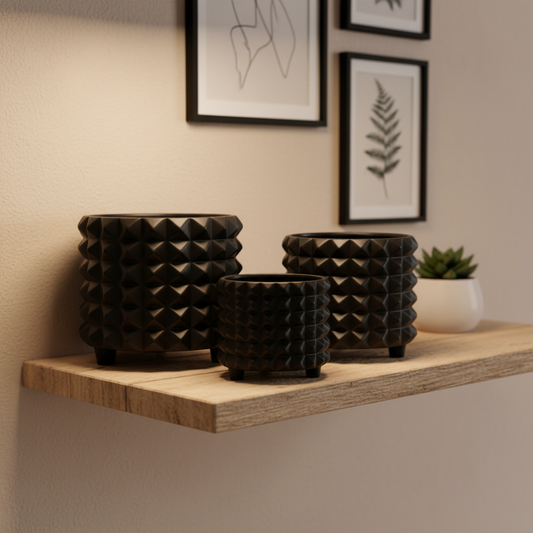 Frankie Geometric Ceramic Pots (Set of 3)
