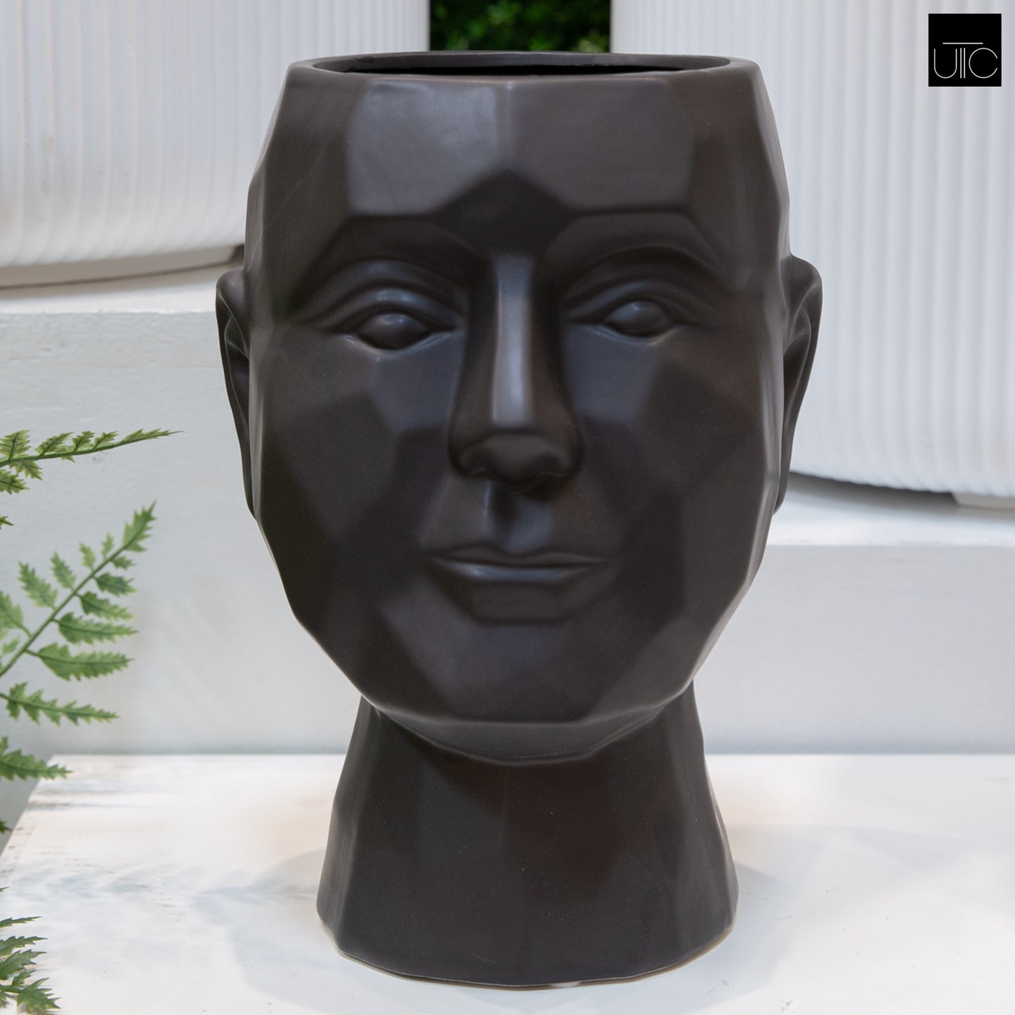 Ceramic Man's Head Pot Matte Finish