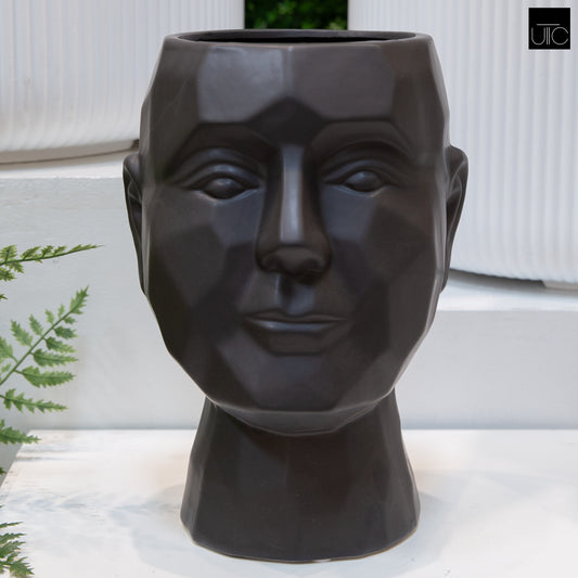 Ceramic Man's Head Pot Matte Finish