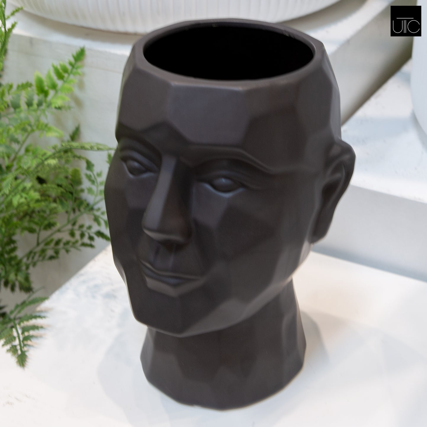 Ceramic Man's Head Pot Matte Finish