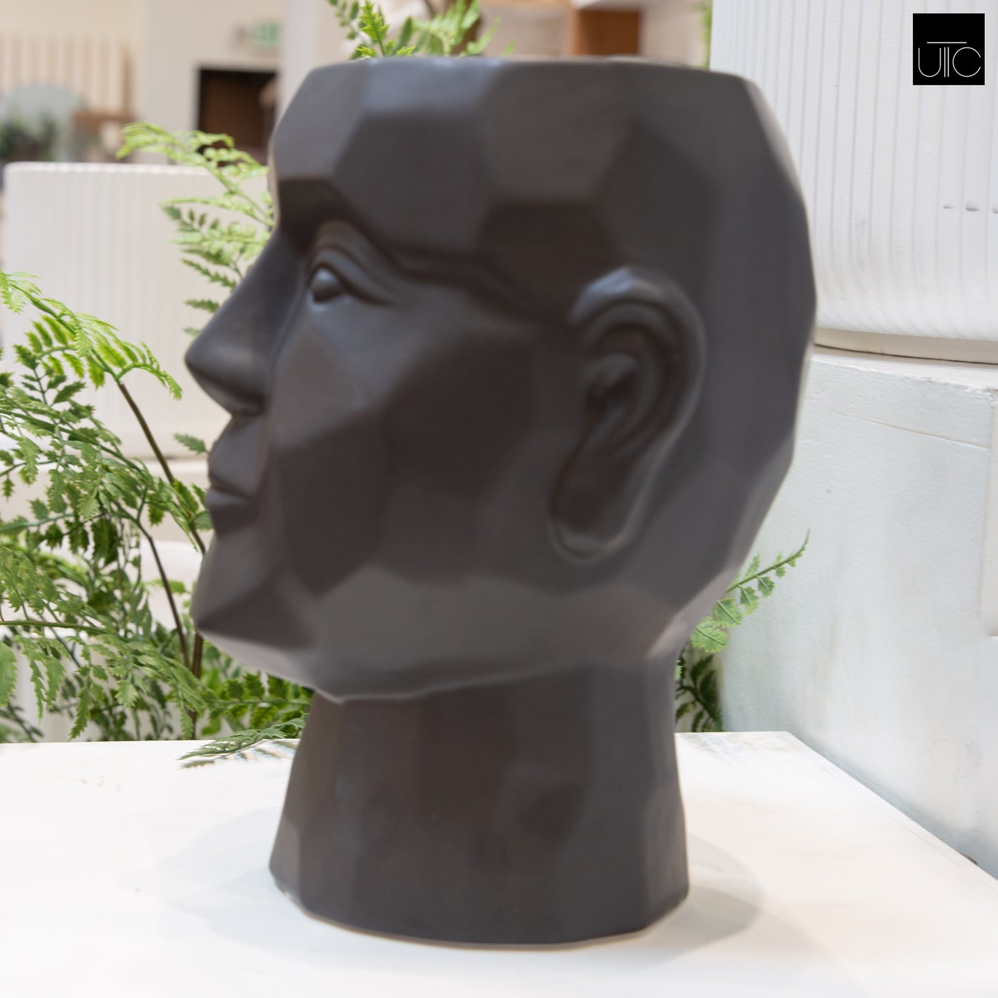 Ceramic Man's Head Pot Matte Finish