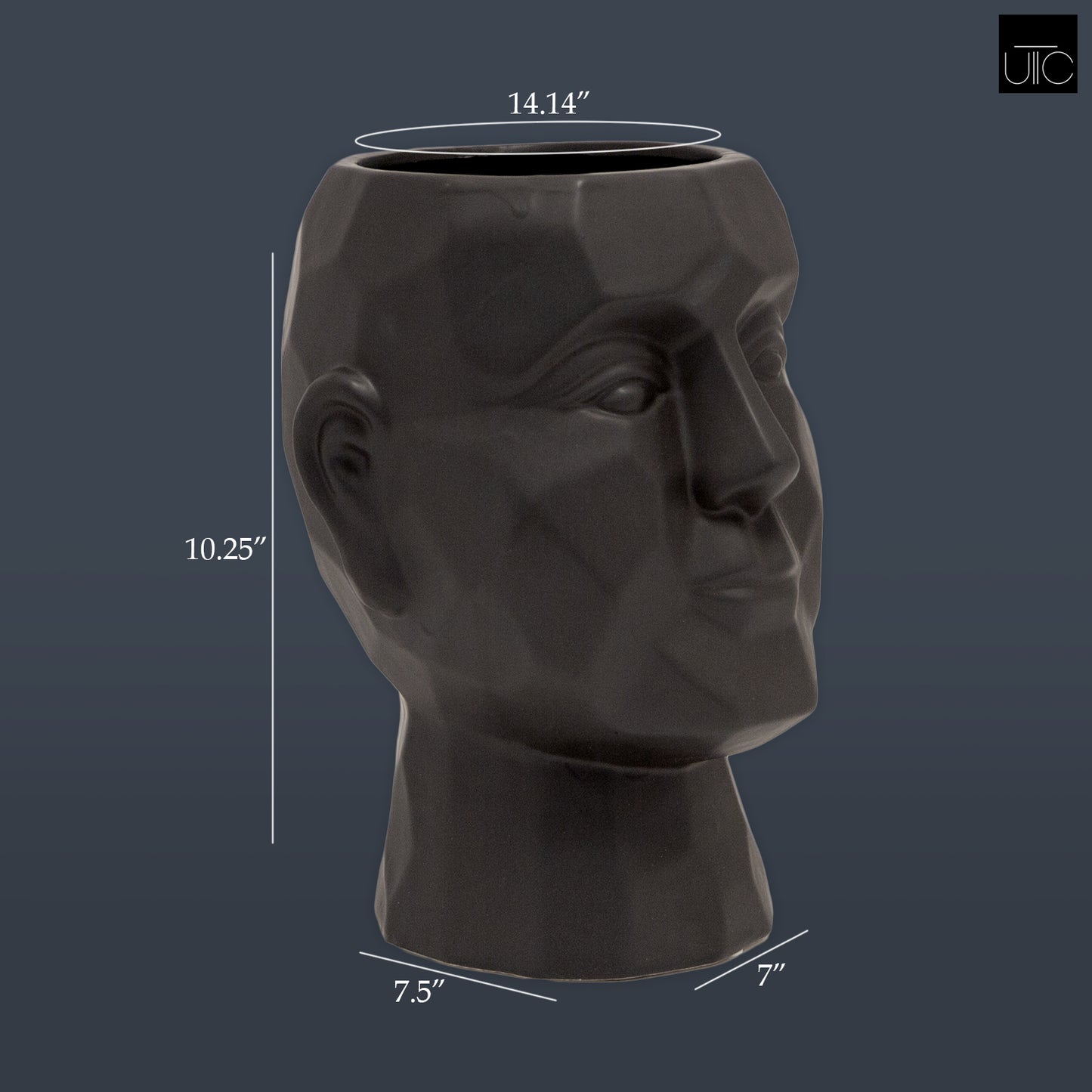 Ceramic Man's Head Pot Matte Finish