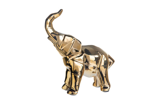 Ceramic Standing Elephant Figurine Chrome Finish