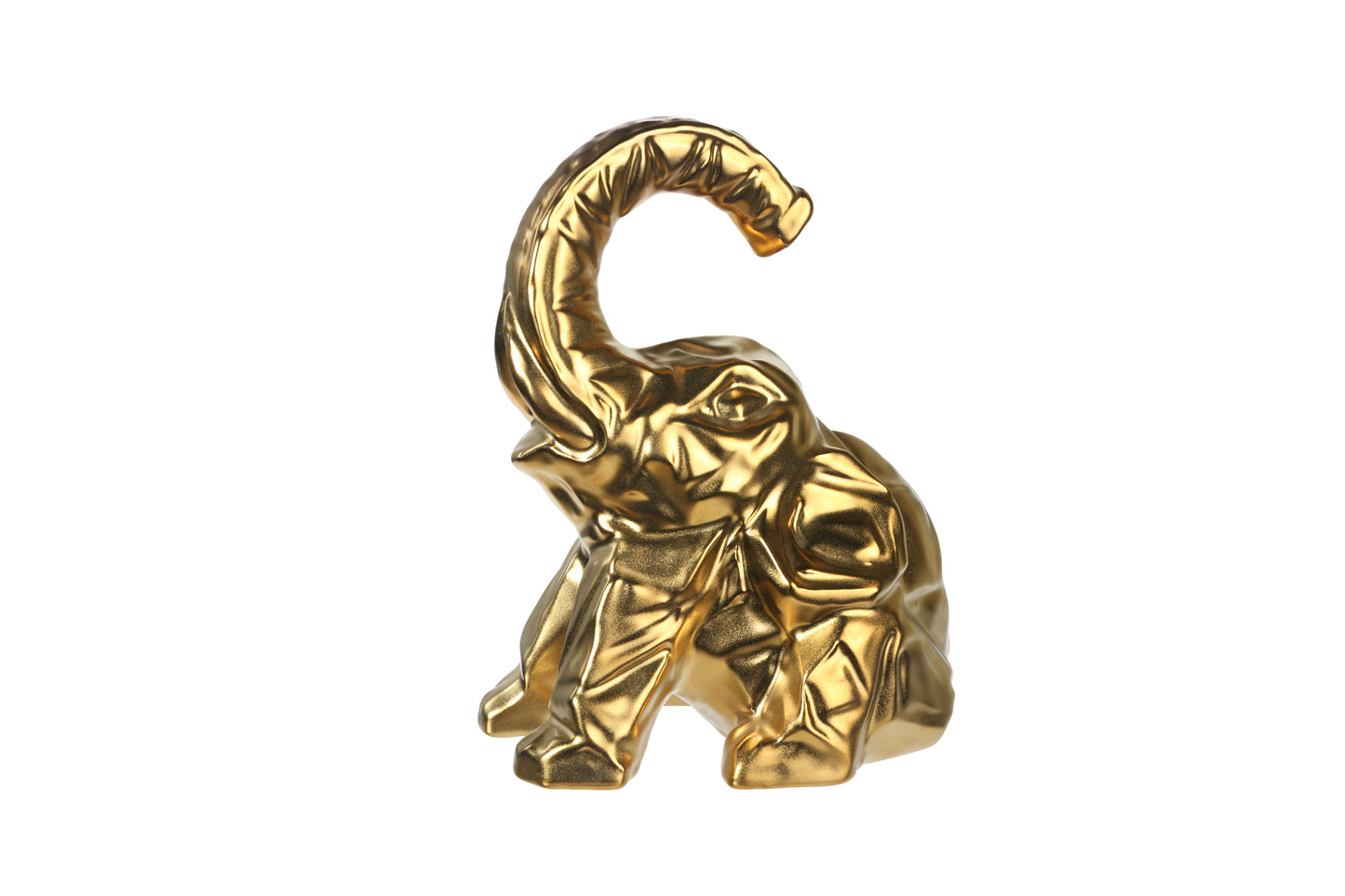 Ceramic Sitting Elephant Figurine Shiny Finish