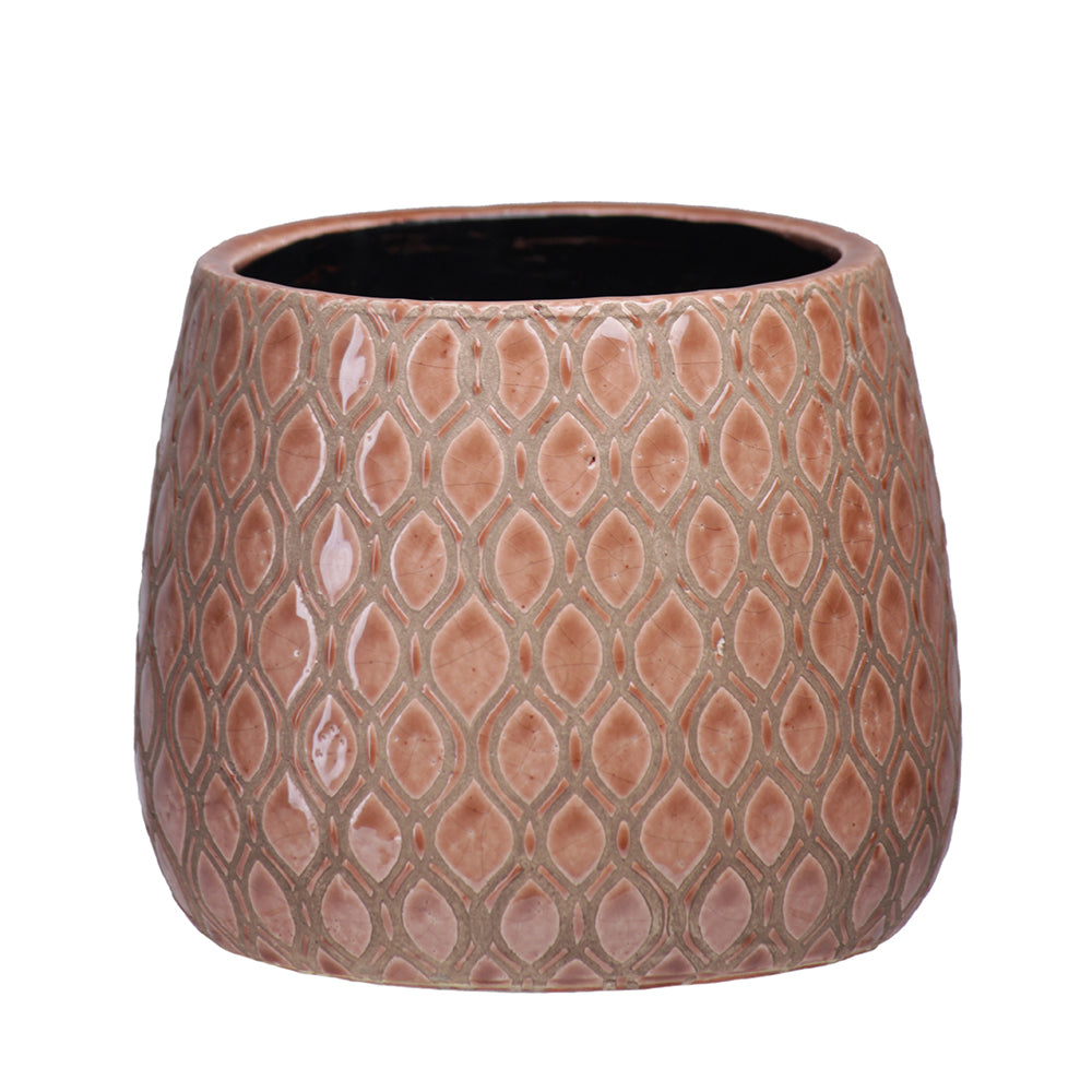 Terracotta Round Pot Gloss Finish Apricot