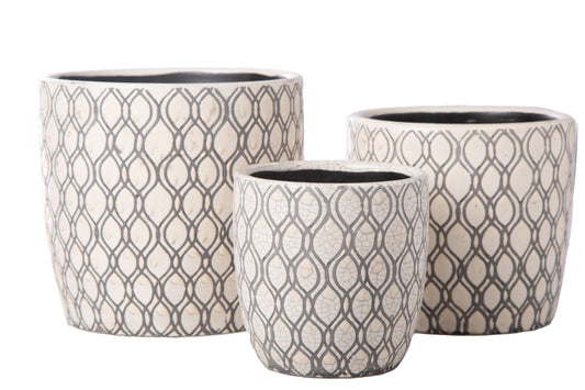 Ceramic Round Pot Gloss Finish Cream-6.00"H