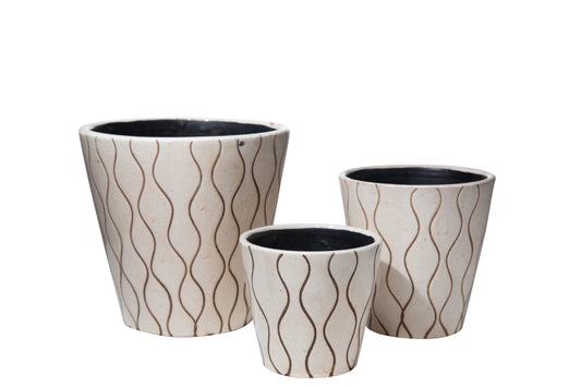 Ceramic Round Pot Gloss Finish Dark Gray-7.00"H