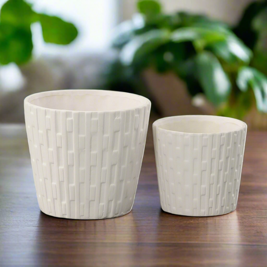 Ceramic Round Pot Matte Finish White-6.00"H -203