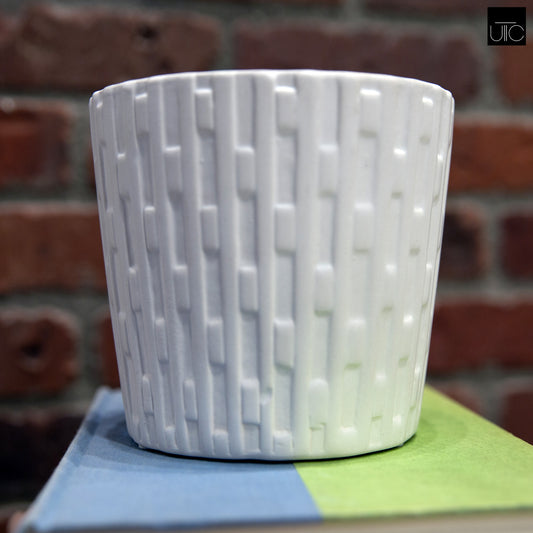 Ceramic Pot Matte Finish White-6"H -88