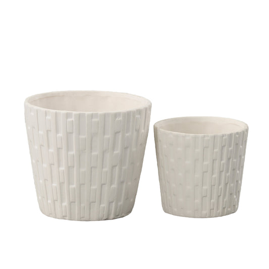 Ceramic Round Pot Matte Finish White-6.00"H -203