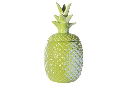 Ceramic Pineapple Canister Gloss Finish Jade-9.25"H