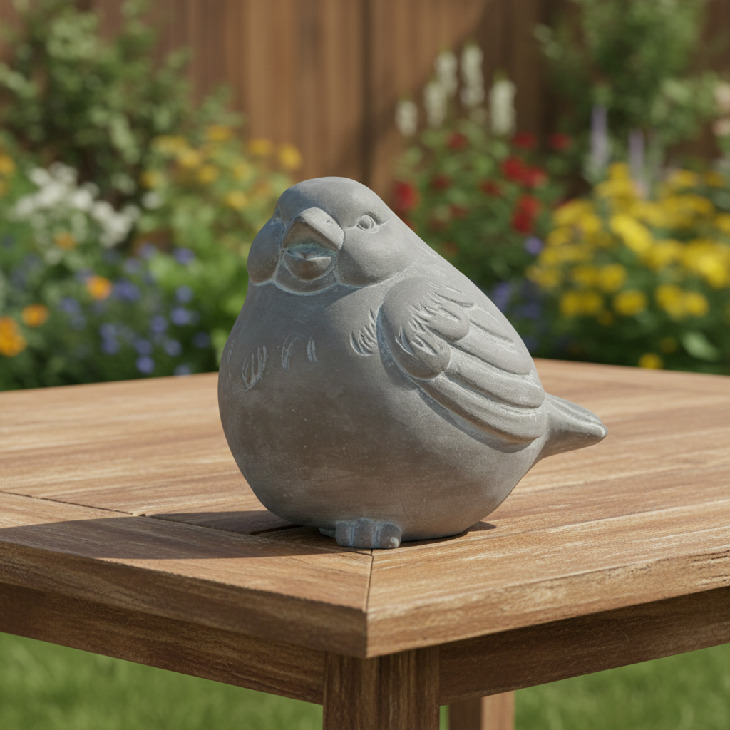 Brann Cement Sitting Bird Figurine