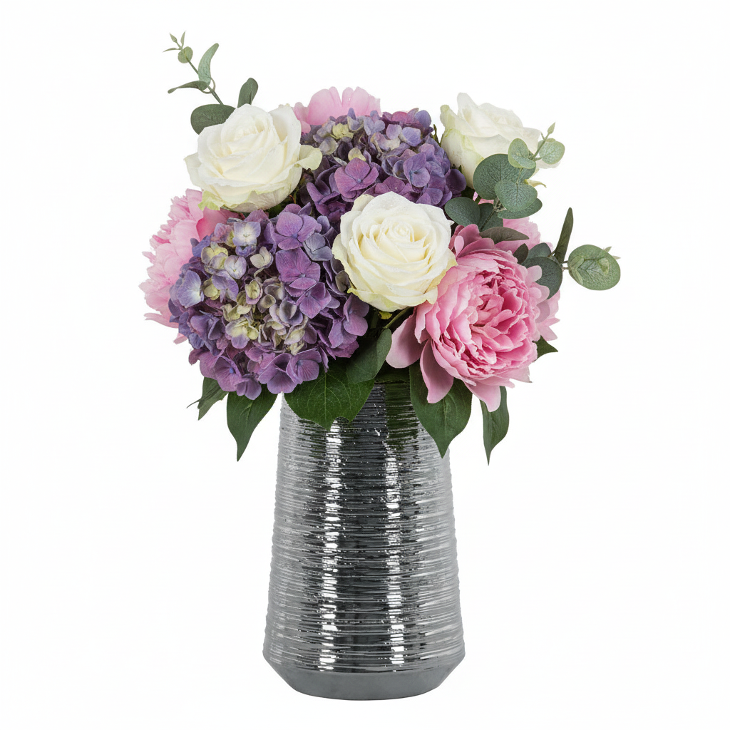 Lynde Combed Electroplated Metallic Vase