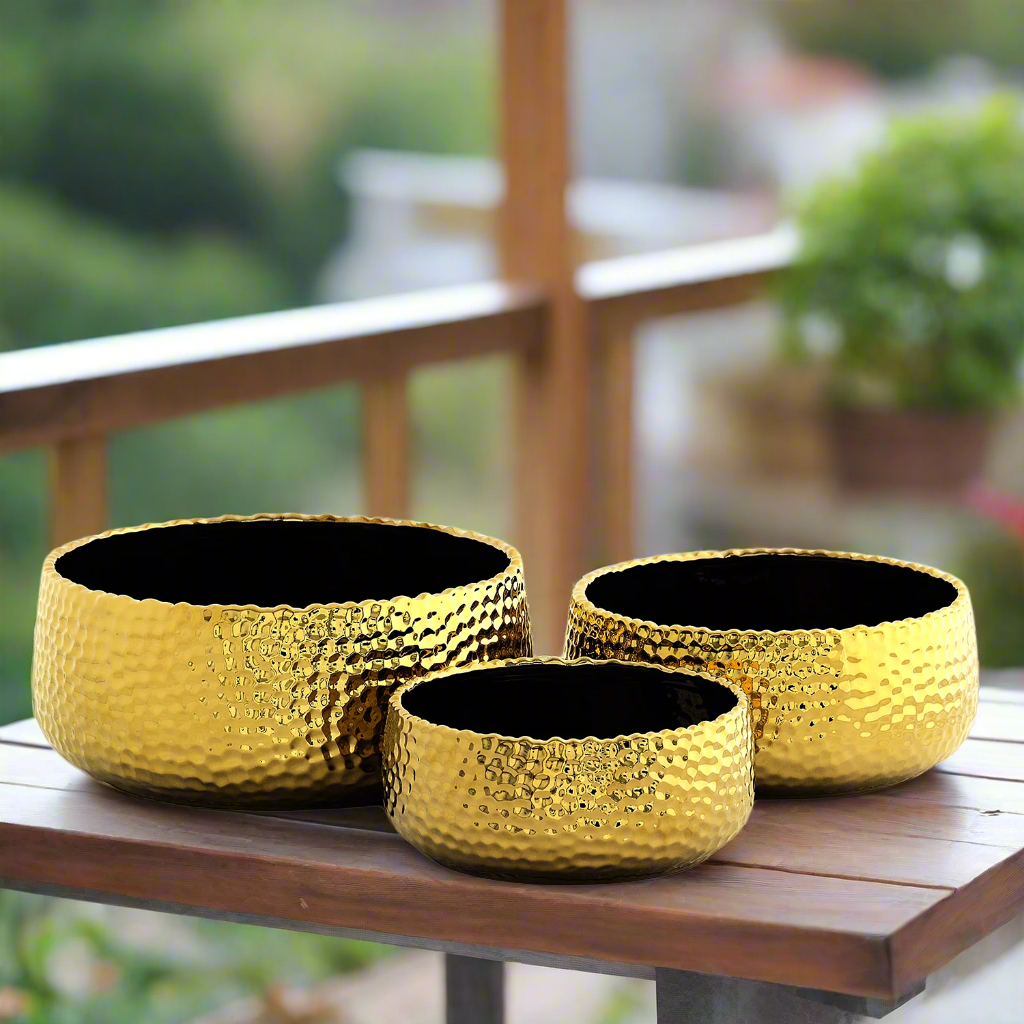 Zyros Hammered Ceramic Planter Set (Set of 3)