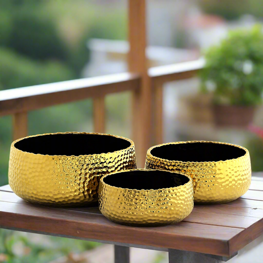 Zyros Hammered Ceramic Planter Set (Set of 3)
