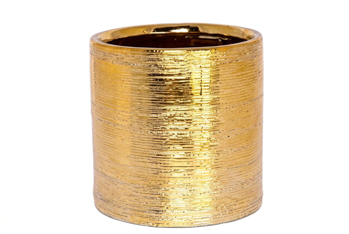 Gweyz Brushed Round Mini Vase in Gold