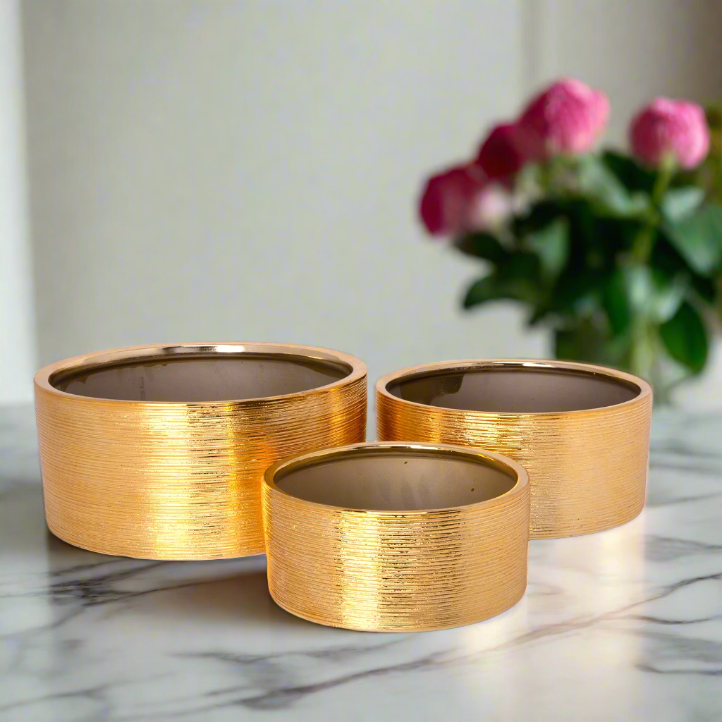 Aurion Brushed Gold Planter Set (Set of 3)