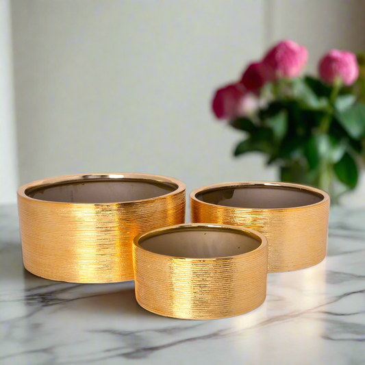 Aurion Brushed Gold Planter Set (Set of 3)