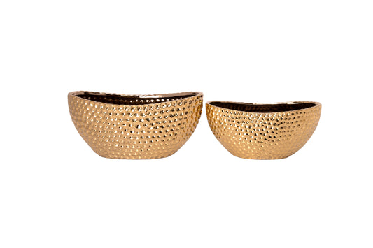 Ceramic Oval Pot Set of Two Electroplated Finish-6.50"H