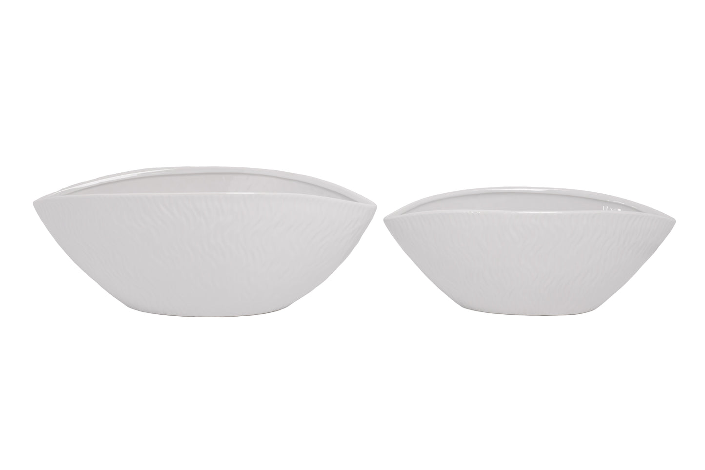 Ceramic Oval Shape  Set of Two  Shiny White  Finish