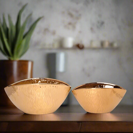 Bellamy Electroplated Oval Ceramic Decor Set (Set of 2)