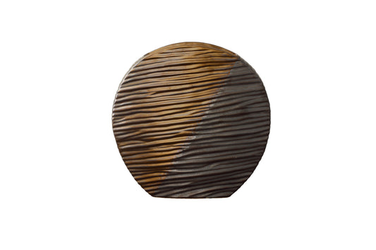 Ceramic Round Shape Two-Ton Glazed  Body Electroplated Copper and Gun Metal Finish