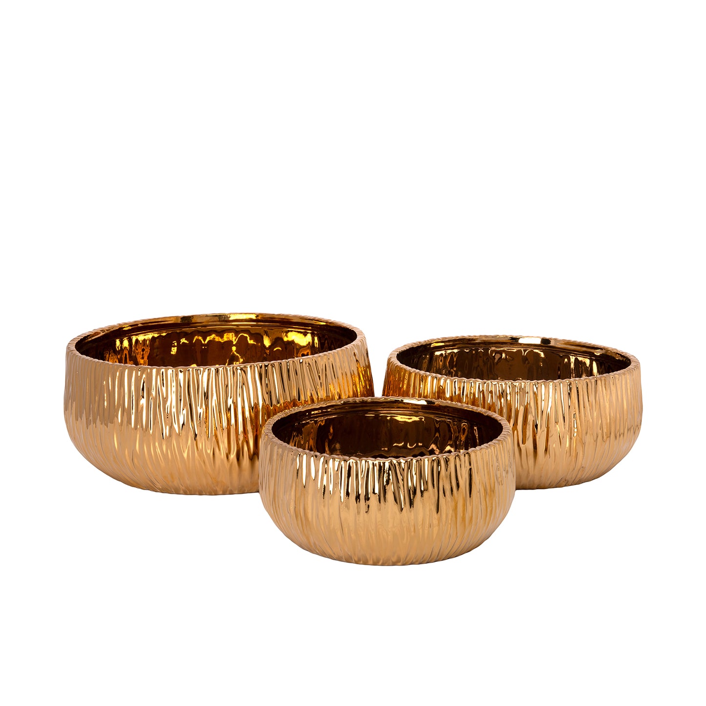 Lerros Wavy Emboss Ceramic Planter Set (Set of 3)
