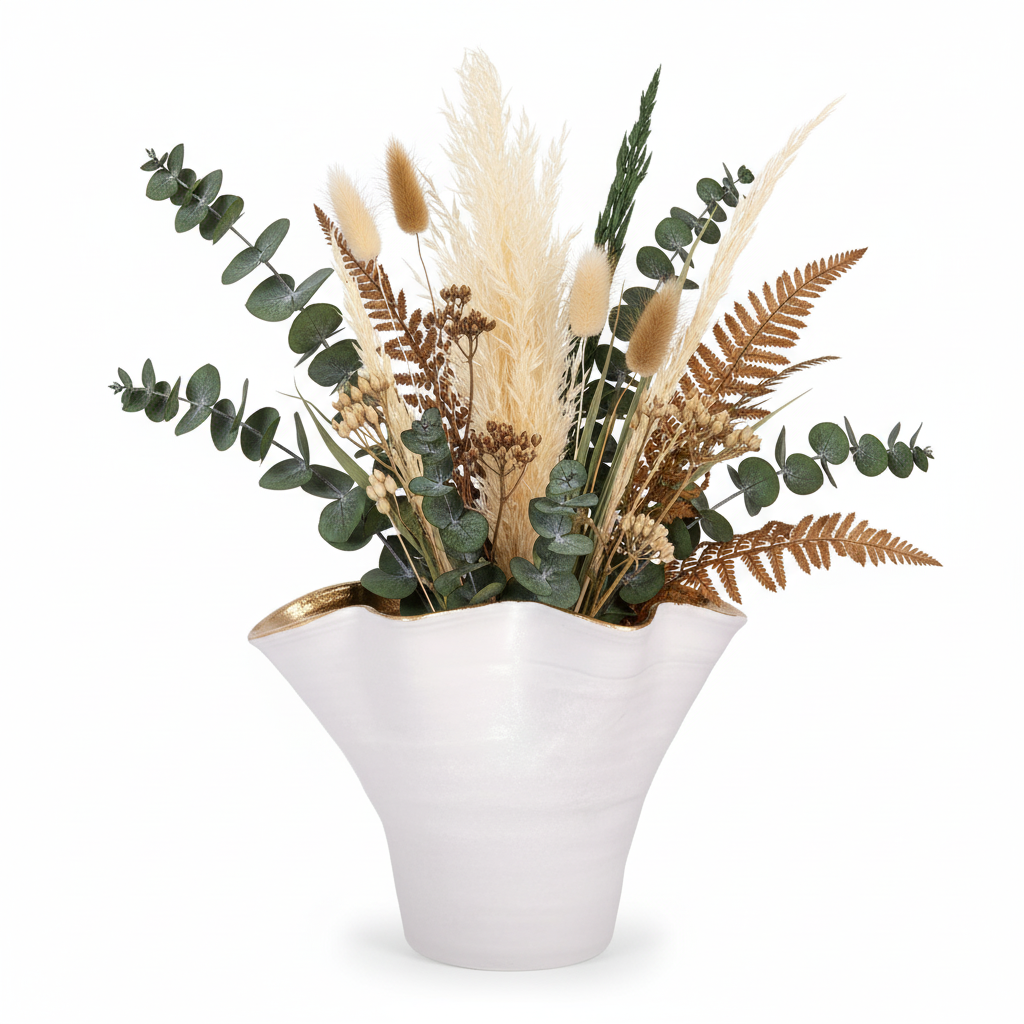 Ulysse Ruffled Rim Ceramic Vase