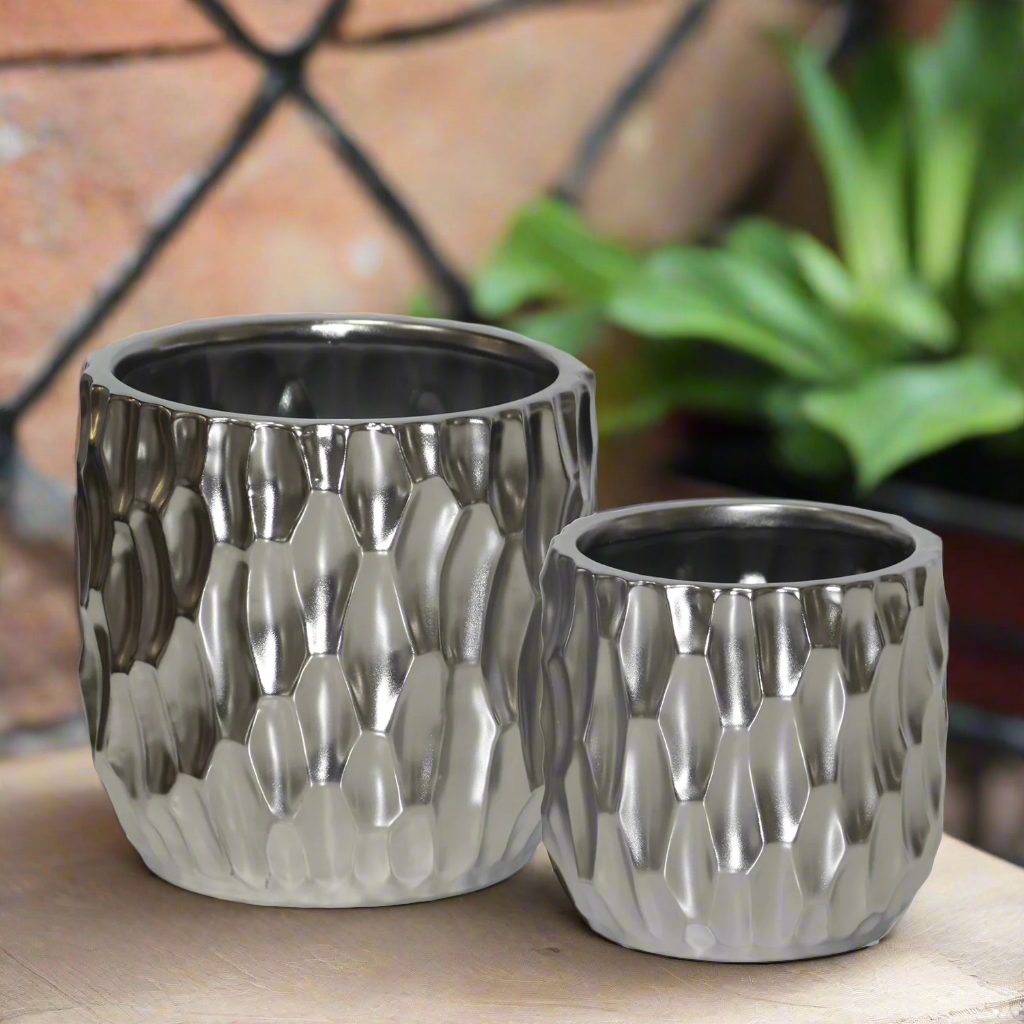 Wren Emboss Ceramic Planter Set (Set of 2)