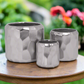 Vara Embossed White Ceramic Pot Set (Set of 3)