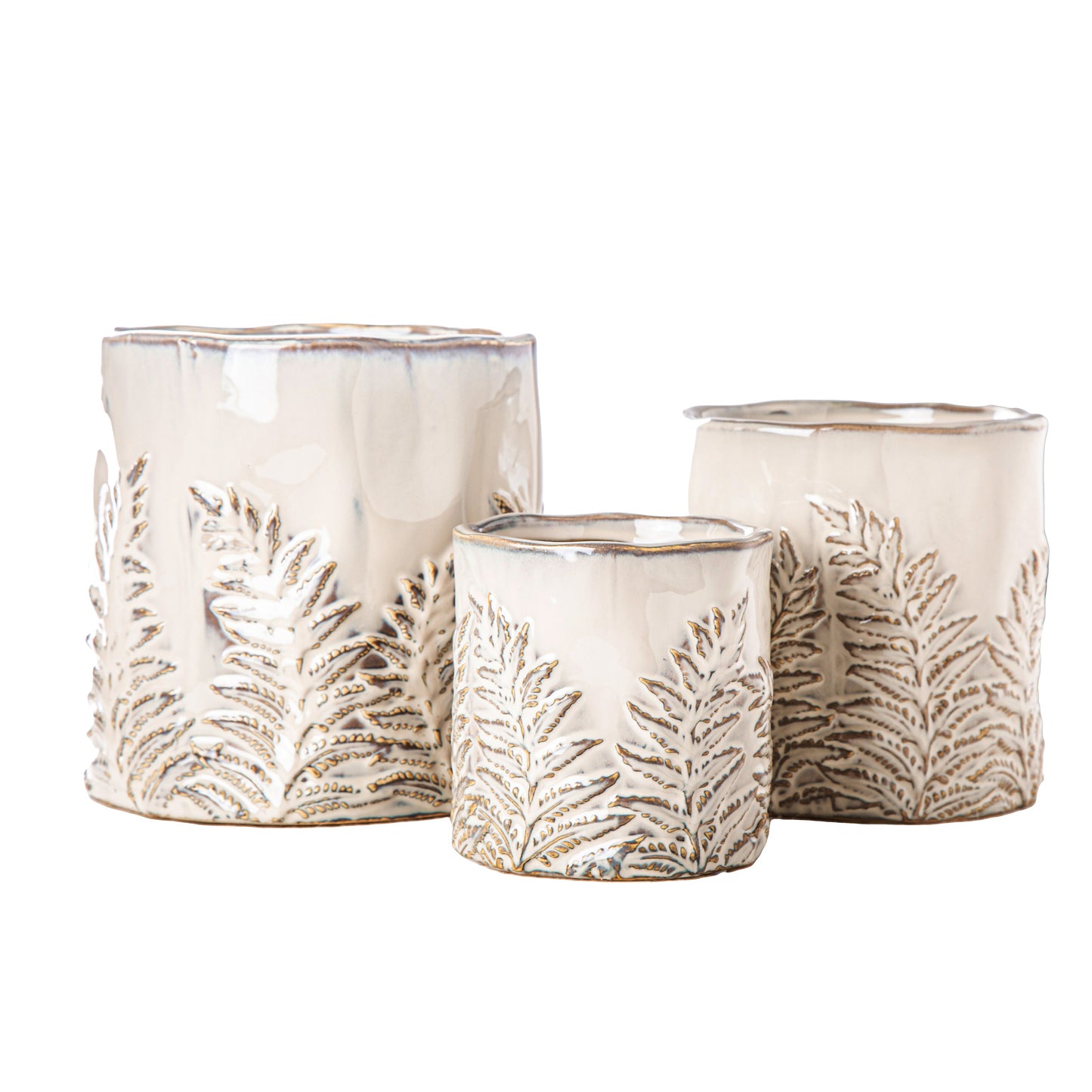 Floris Distressed Ivory Planter Set (Set of 3)