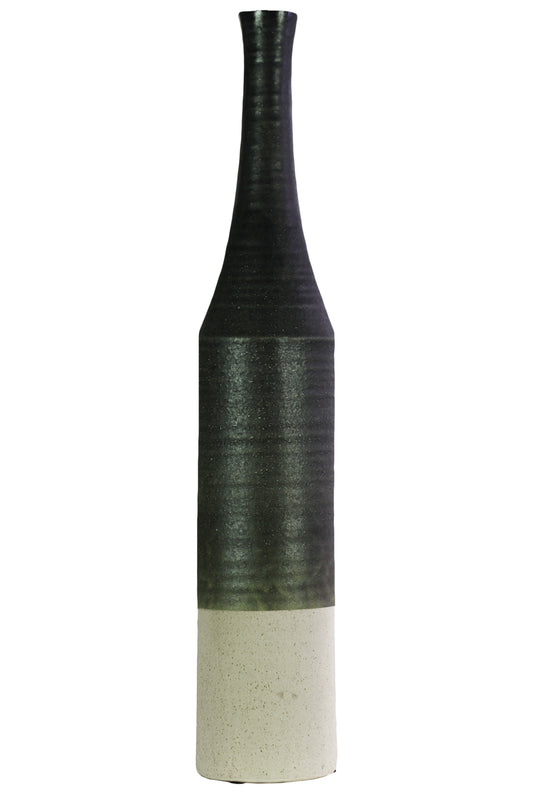 Ceramic Vase Coated Finish Black, White-27.5"H