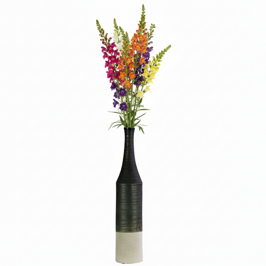 Zeliha Ceramic Bottle Vase with Combed Design