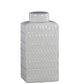 White textured square vase on a white background