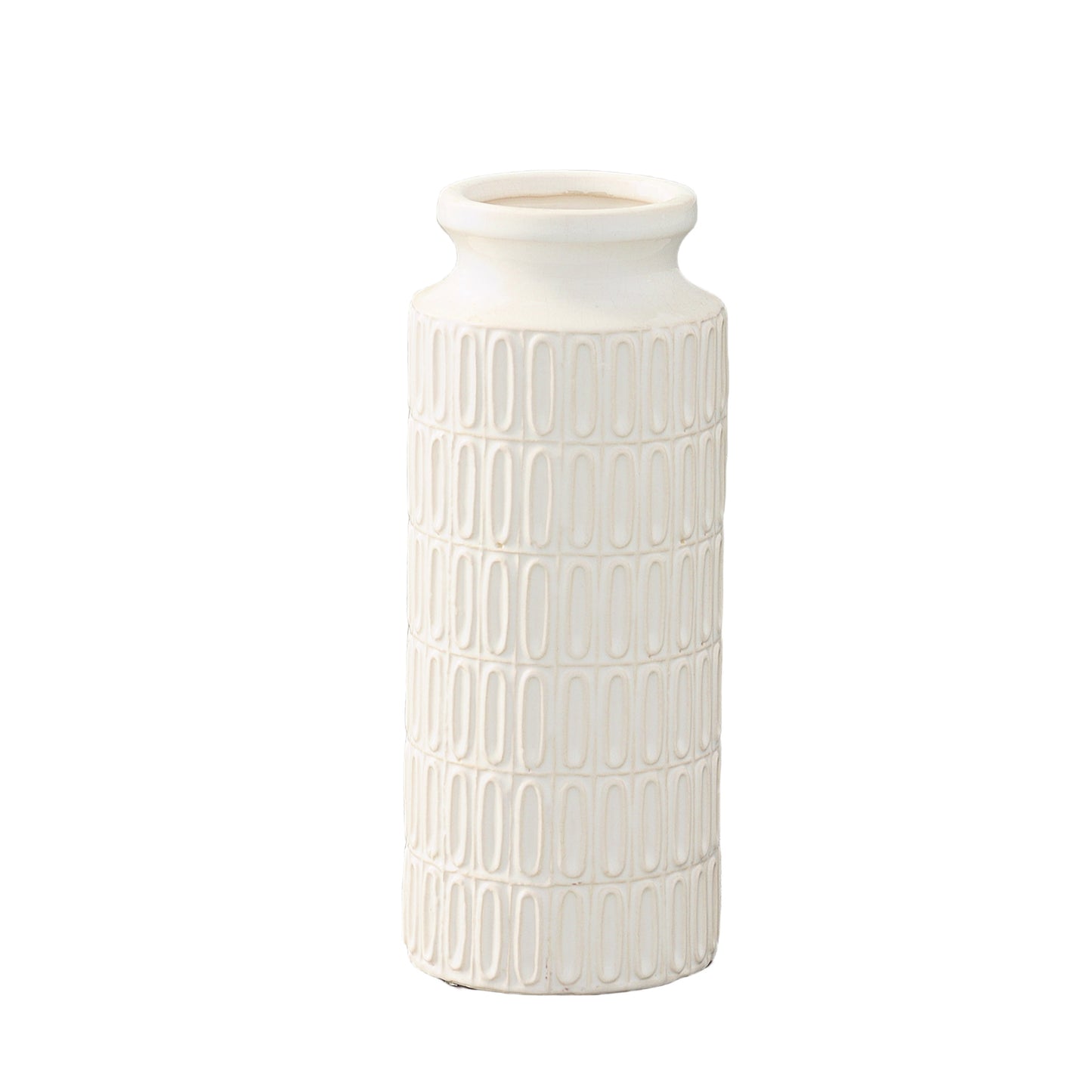 White textured vase on a white background