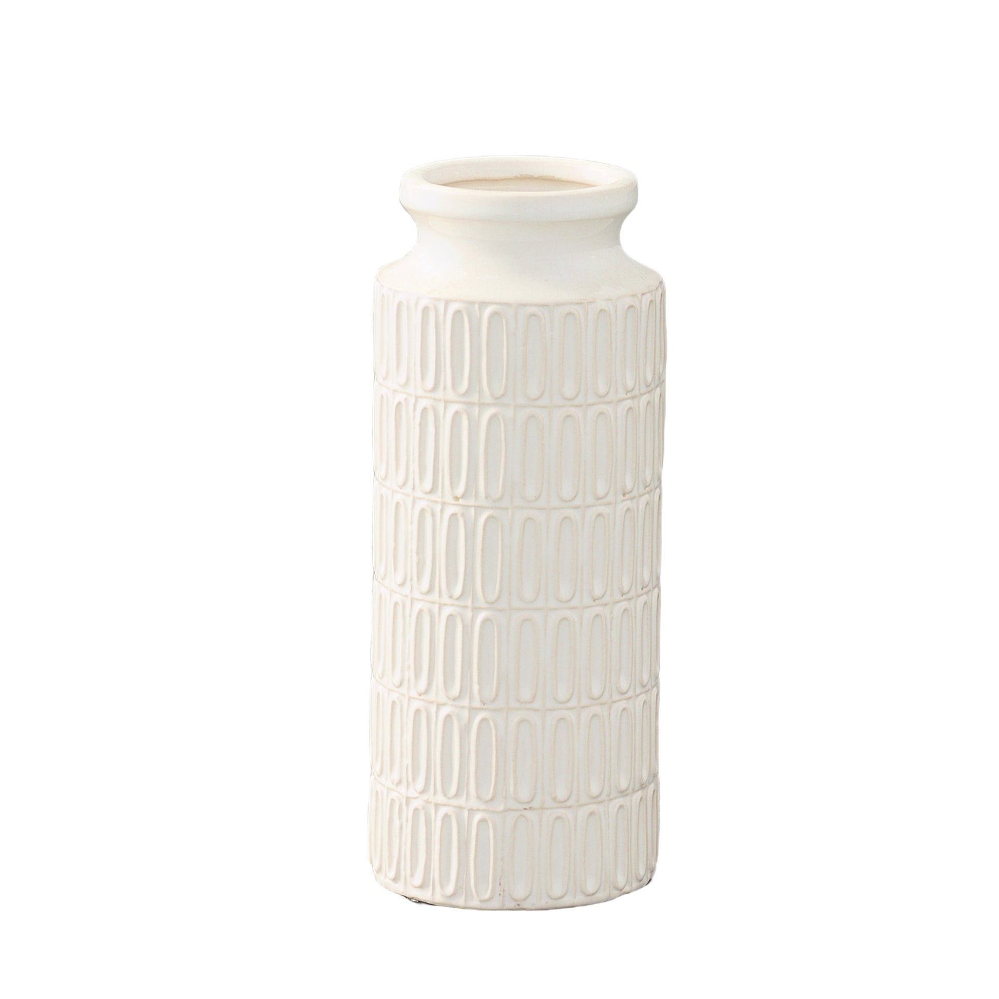 White textured vase on a white background
