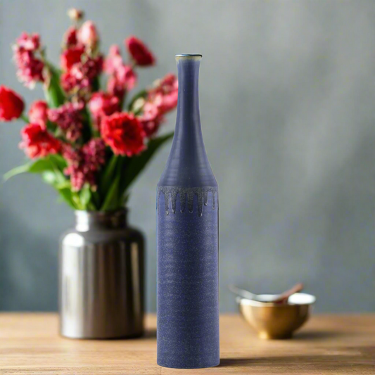 Nora Navy Ceramic Drip Rim Vases