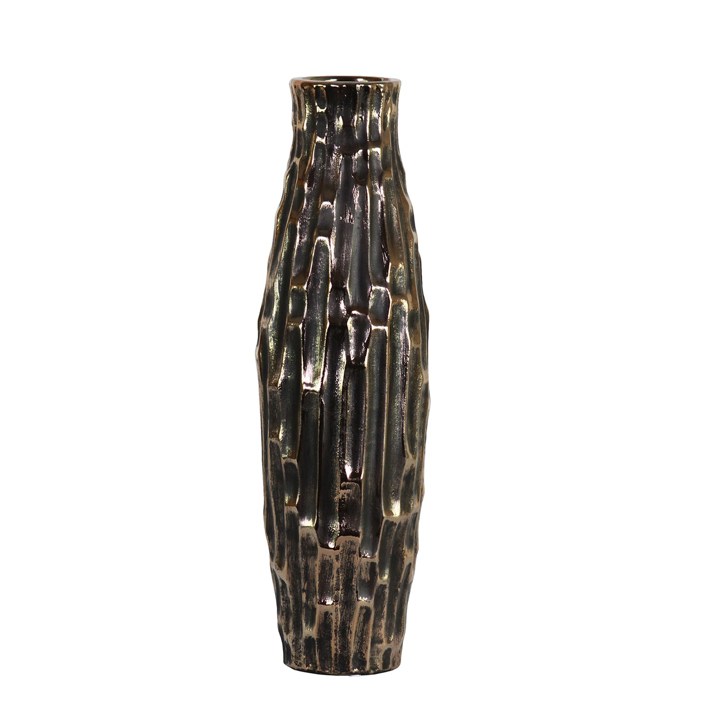 Decorative vase with a textured surface on a white background