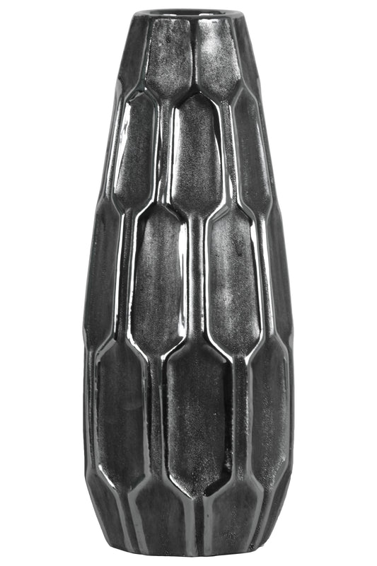 Ceramic Vase Distressed Finish Silver