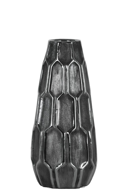 Ceramic Vase Distressed Finish Silver